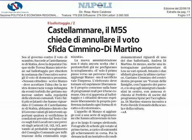 Castellammare M5S chiede di annullare il voto